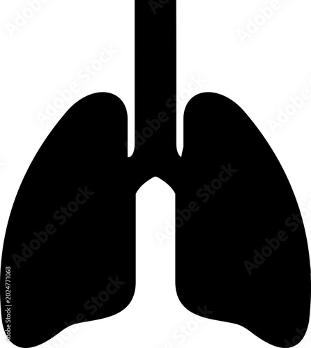 Bild auf Leinwand Black flat line style human lung vector icon of respiratory system anatomy medic