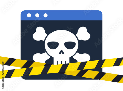 Tableau sur toile Image of a website tile secured with caution tape