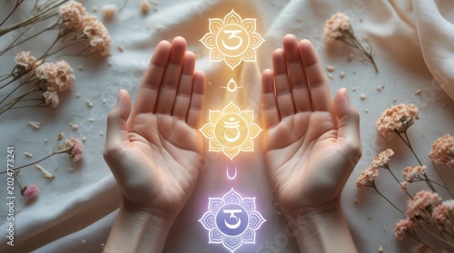 Healing Hands with Glowing Chakras