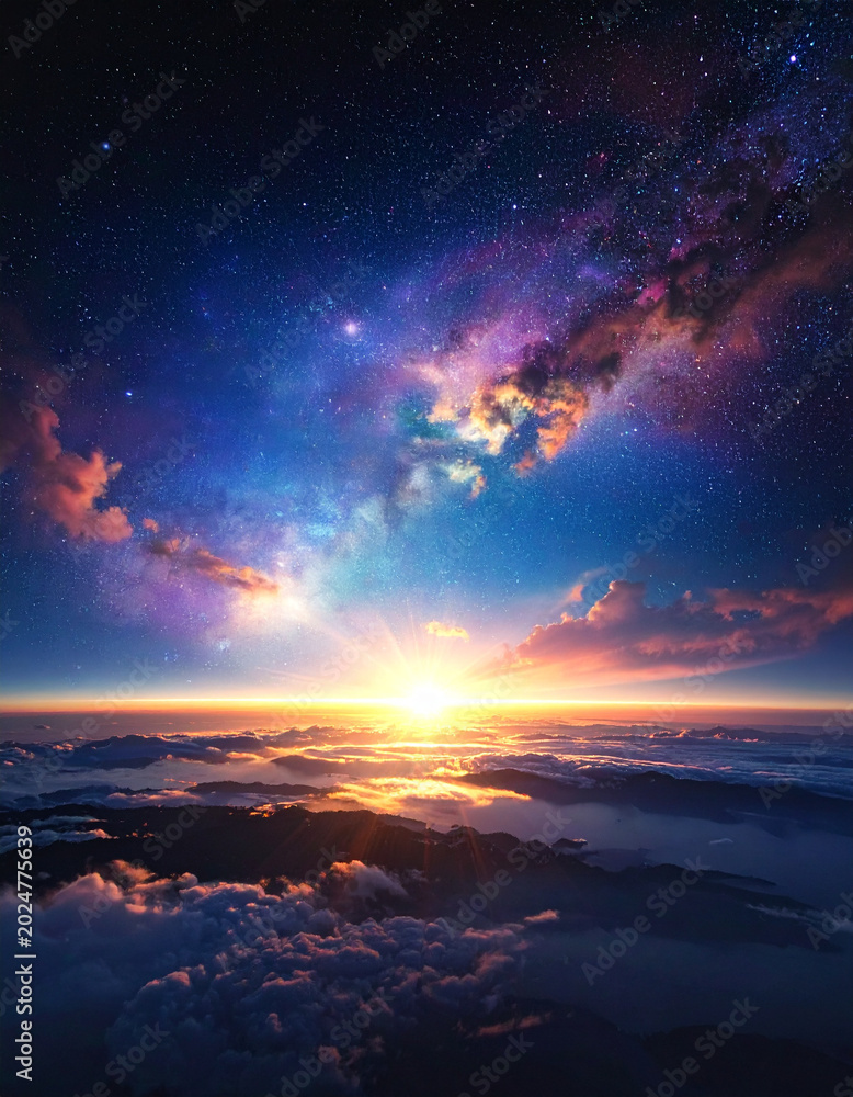 Obraz premium Dramatic sky sunrise above clouds