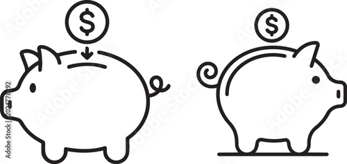 Принти на полотні Piggy bank saving and spending money illustration