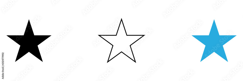 Obraz premium Simple star icons in black and blue colors isolated on transparent background, Vector