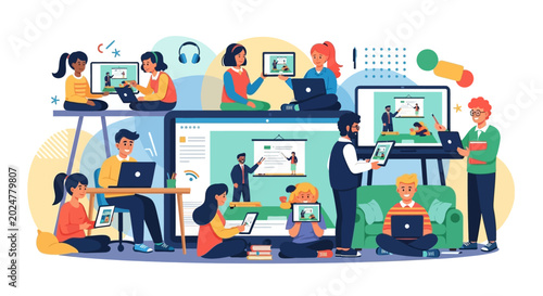 People Working on Computers Together.