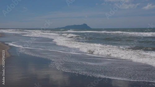 Lido di capoportiere on a windy spring morning, Italy
