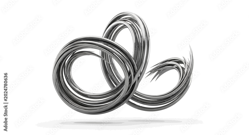 Naklejka premium Abstract metallic helix sculpture on white background
