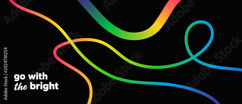 Abstract Color Line Shape Graphics. Vector Gradient Line Pattern Design. 3D Modern Backgrounds with Rainbow Colored Ribbon Waves. 