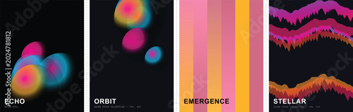 Obraz na płótnie Abstract gradient poster set with Echo, Orbit, Emergence, and Stellar themes, co