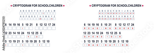 Photos Educational cryptogram puzzle for children with numbered clues