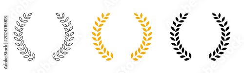 Bild auf Leinwand Laurel wreath branches icons, victory sign