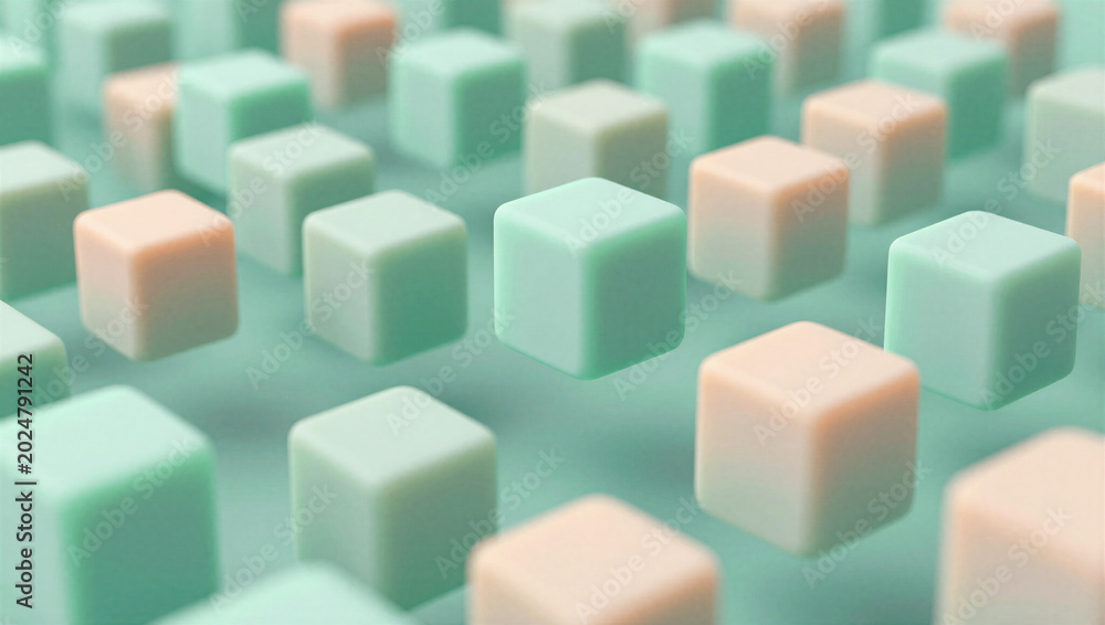 Fototapeta premium Floating Pastel Cubes in a Soft Gradient