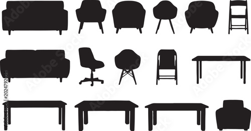 Photos Collection of various furniture silhouettes including chairs tables and sofas