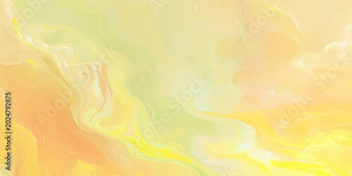 Schilderij op canvas abstract fluid marble texture with pastel yellow orange and green hues
