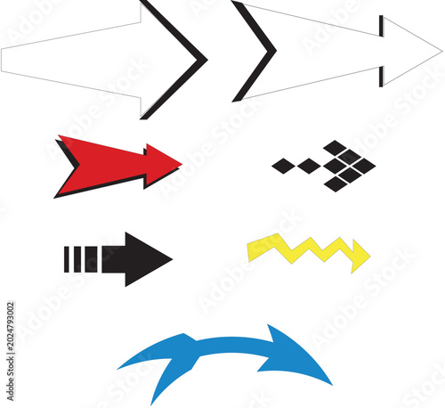 Arrow icons, direction symbols, navigation elements, vector graphics