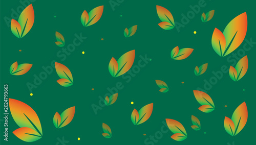 Abstract Leaf Seamless Pattern Design. Abstract art. Green tea leaves background.