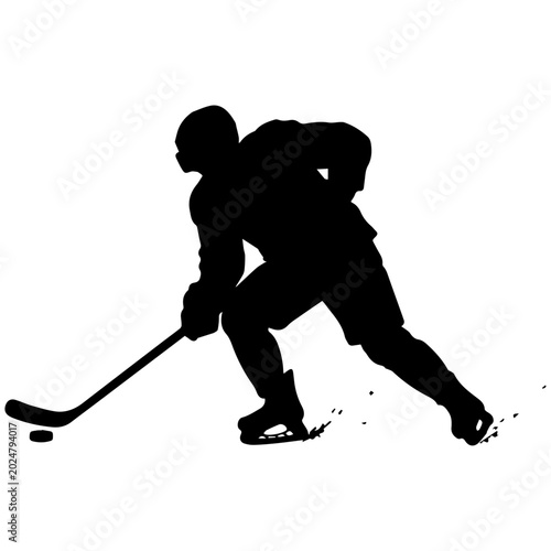 Sticker Ice Hockey Player Silhouette Vector Illustration | Professional Sports Logo Desi