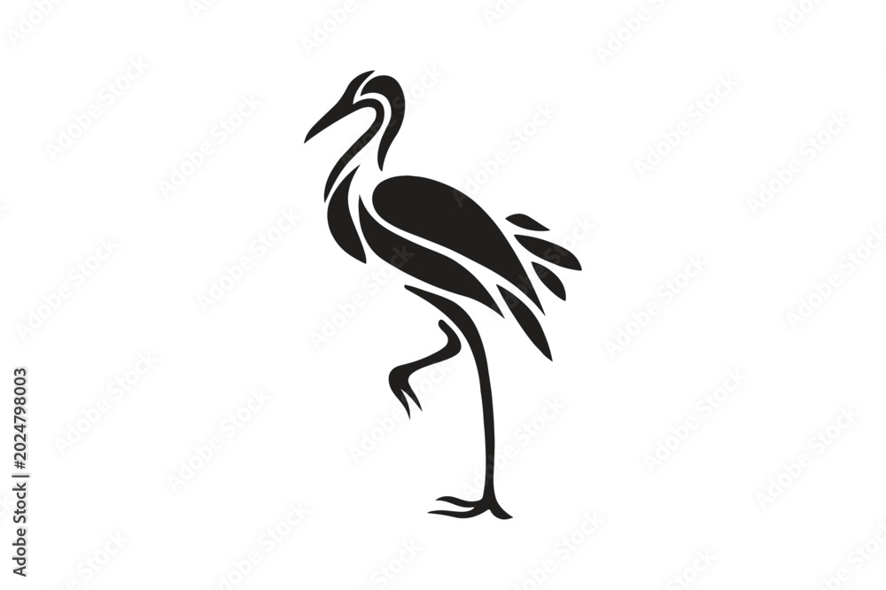 Naklejka premium Stylized bird vector illustration black silhouette on white background