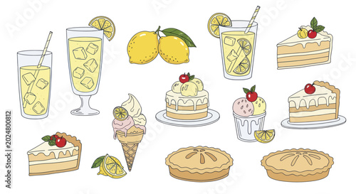 Фотография Delicious Lemon Desserts and Refreshing Drinks Collection.