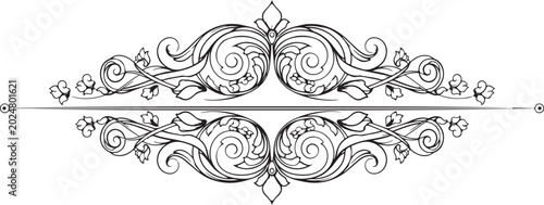 Elegant black ornamental frame, decorative border, swirl design, vector illustration