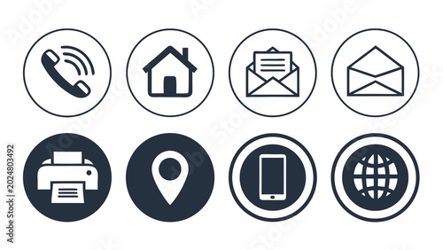 Graphic icons of communication and navigation tools displayed together