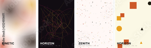 Foto Minimalist abstract poster set with kinetic blur and geometric shapes, modern ze