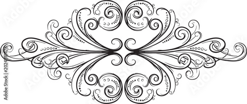 Ornate victorian, elegant scroll, swirl design element, black line art