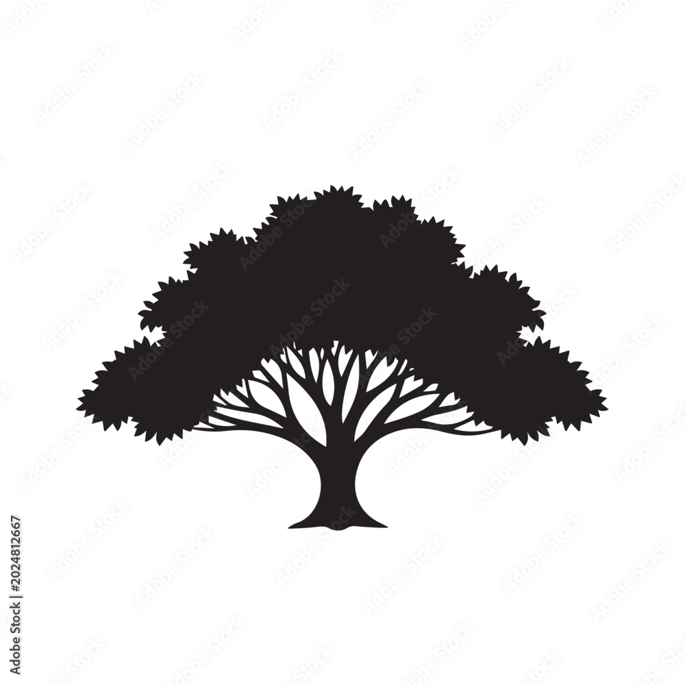 Fototapeta premium Tree Silhouette Vector Illustration, Minimal Nature Tree Icon