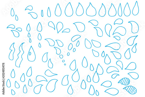 Tableau sur toile 汗や涙の滴マークセット 感情表現の線画ベクターイラスト