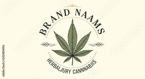 Cannabis leaf logo with text Brand Naams Herbaljury Cannabis.