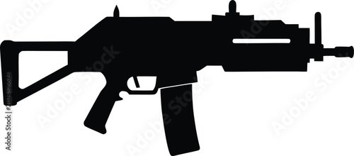 Cuadro en lienzo Silhouette design of FN minimi M 249 fighter jet