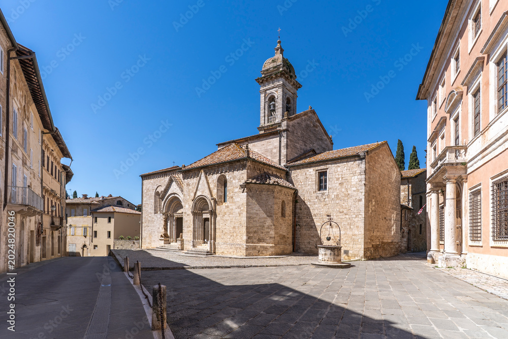 Fototapeta premium The Collegiata di San Quirico Church view in San Quirico d'Orcia Town of Tuscany