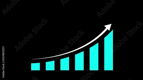 Business growth concept in graph chart showing marketing sales profit increasing to future target on black background.4k video