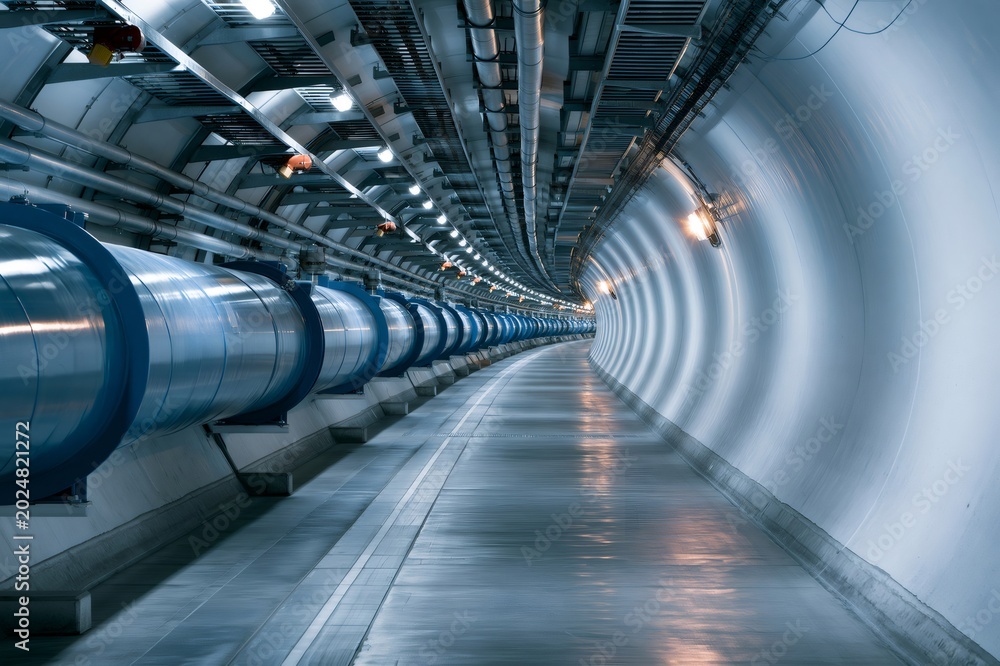 Fototapeta premium Large hadron collider tunnel hosting particle accelerator technology