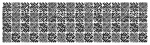 Fotografija Geometric dash pattern with short black lines arranged in woven grid texture