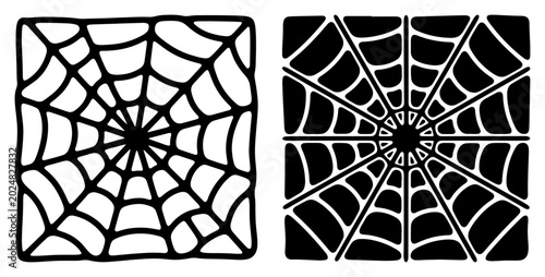 Tableau sur toile Spider web icons with radial symmetric design and spiderweb pattern