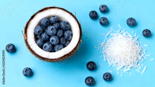 Coconut with blueberries and shredded coconut