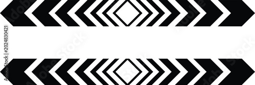 Quadro su tela Abstract black and white chevron arrow banner featuring geometric directional stripes with symmetrical optical design