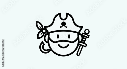 Bild auf Leinwand Cartoon pirate icon on white background