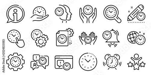 Quadro su tela Time Management Line Icon Set, Editable Stroke Alarm Clock, Deadline and Project