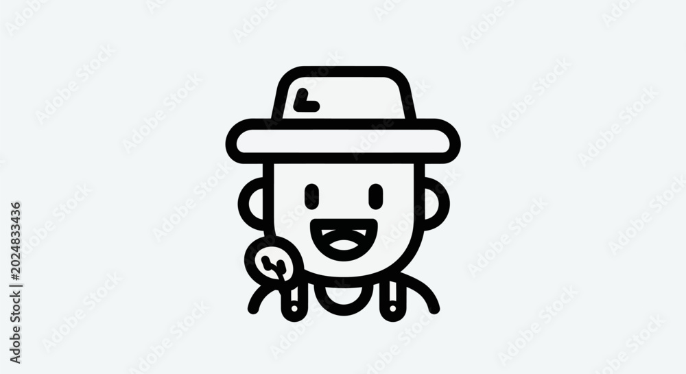 Fototapeta premium Cartoon farmer icon smiling