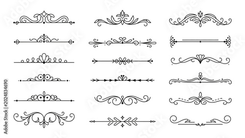 Bild auf Leinwand Elegant vintage floral and geometric border designs collection Vector