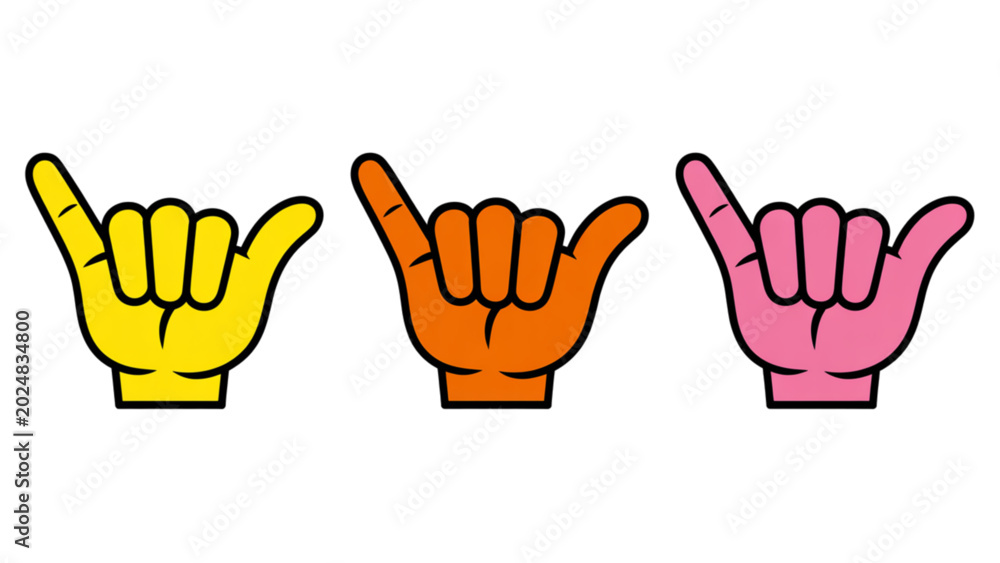 Fototapeta premium Three colorful peace hand signs isolated Vector