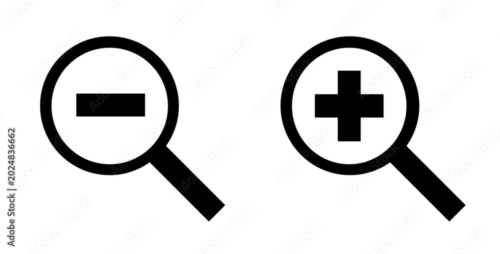 Fototapeta premium Plus and minus UI icons isolated on transparent background minimalist interface symbols illustration