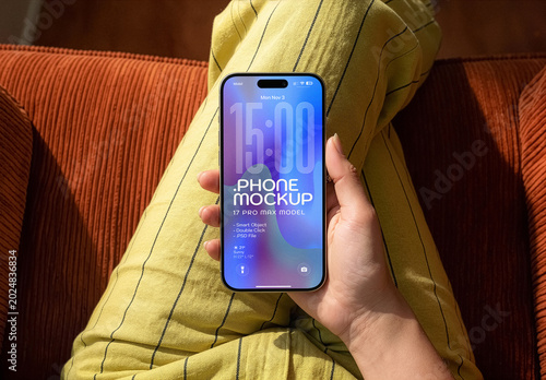 Smartphone Screen Mockup In Woman Handheld