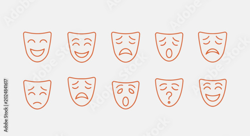 Fotografie Emotion masks set joy sadness surprise