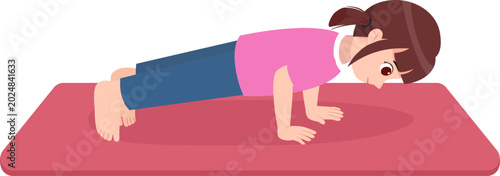 Little Girl Practicing Low Plank Yoga Pose