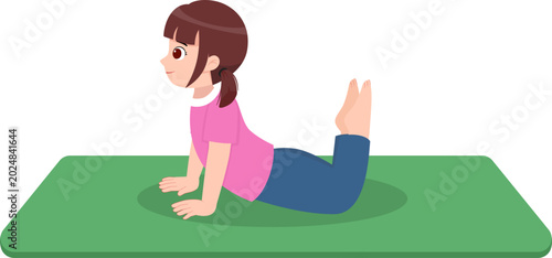 Little Girl Performing Cobra Yoga Stretch
