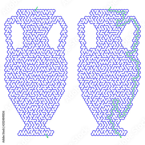Bild auf Leinwand Decorative vases designed with blue labyrinth patterns