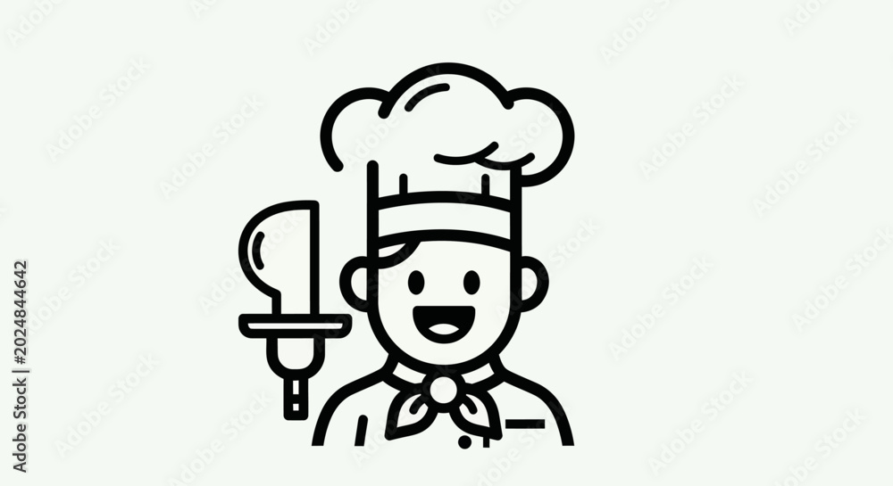 Fototapeta premium Chef icon holding serving tool