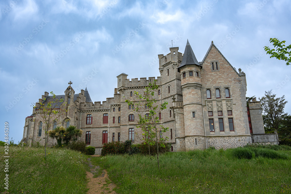 Fototapeta premium Chateau d Abbadie, Neogothic Castle on the Cliffs of Hendaye, French Basque Country