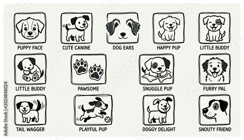 Foto Cute Dog Face Icons.